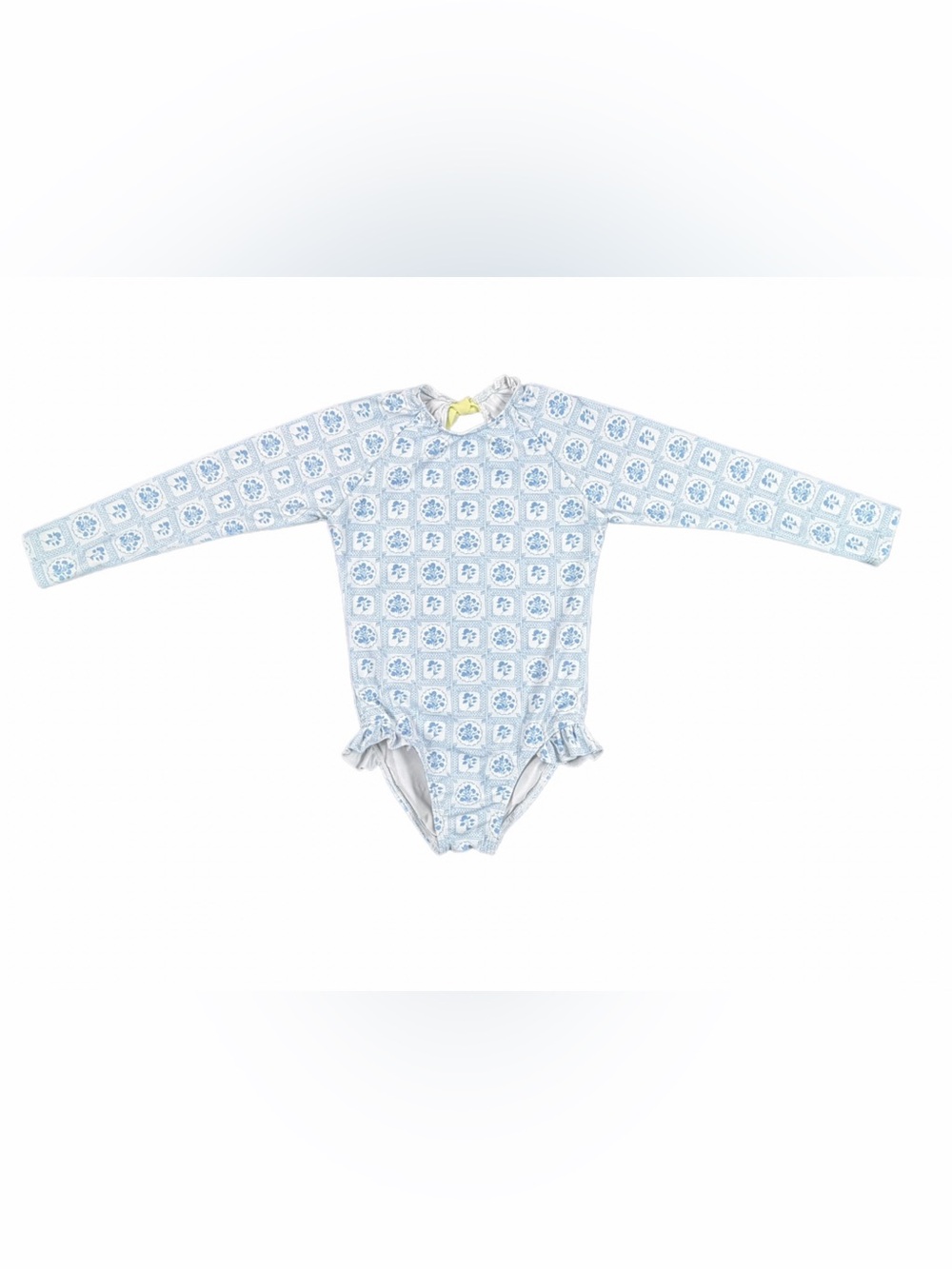 MINNOW Girls Floral Tile Rashguard One Piece Swimsuit - 5/6T